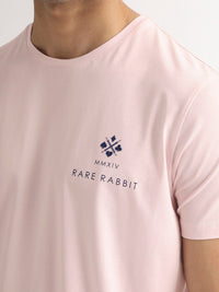 RARE RABBIT Men Castel Round Neck Cotton Slim Fit T-Shirt
