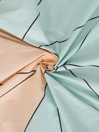 KLOTTHE Blue & Peach-Coloured Geometric 300 TC King Bedsheet with 2 Pillow Covers
