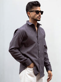 Powerlook Men Spread Collar Solid Cotton Casual Shirt