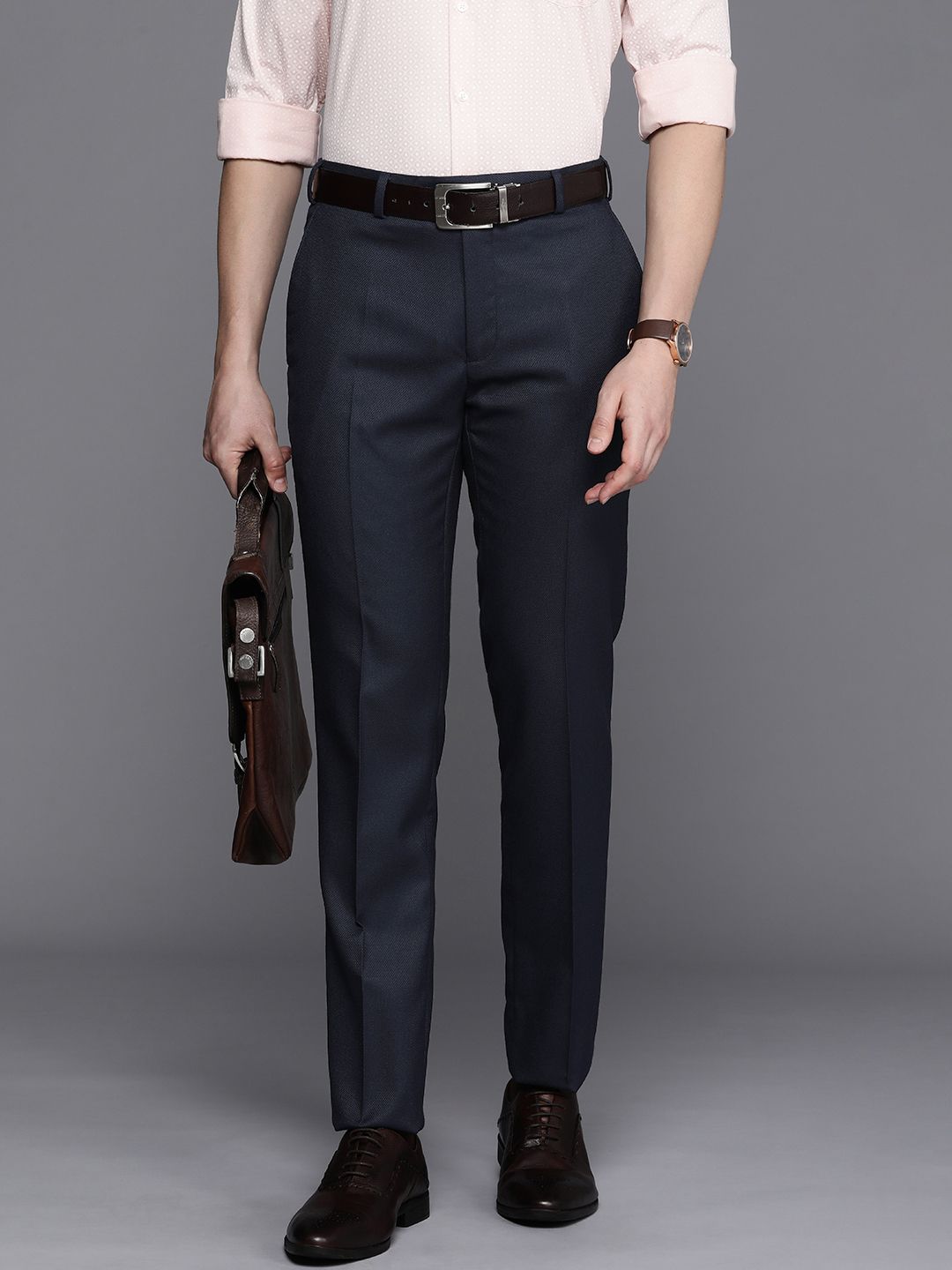 Raymond Men Textured Slim Fit Formal Trousers