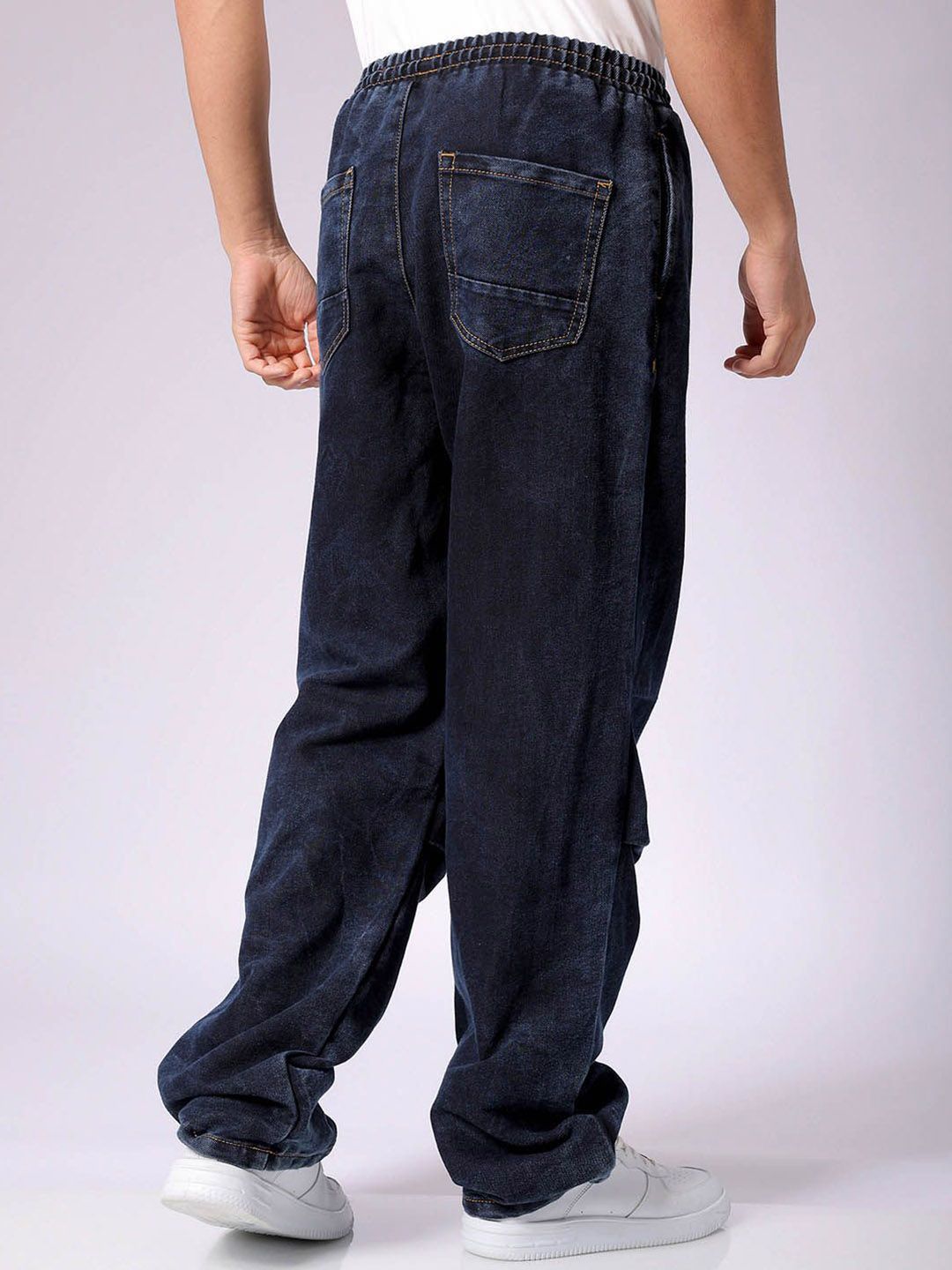 The Indian Garage Co Men Mid Rise Baggy Tapered Fit Utility Denim Jogger