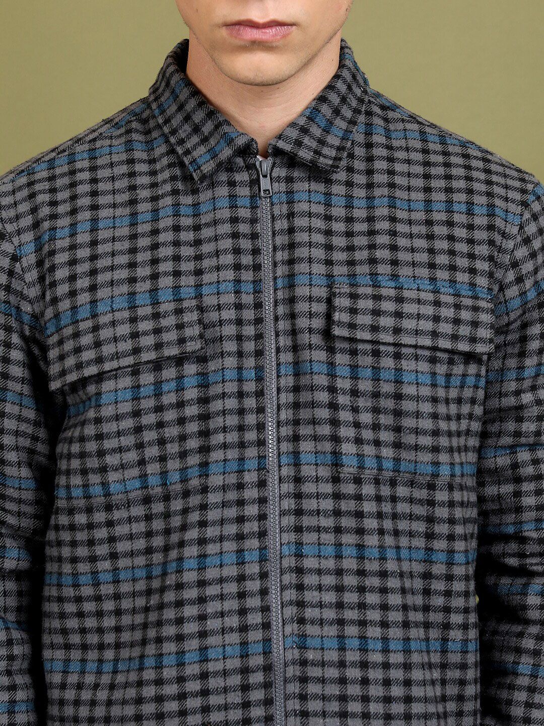HIGHLANDER Shepherd Checks Spread Collar Flannel Shacket