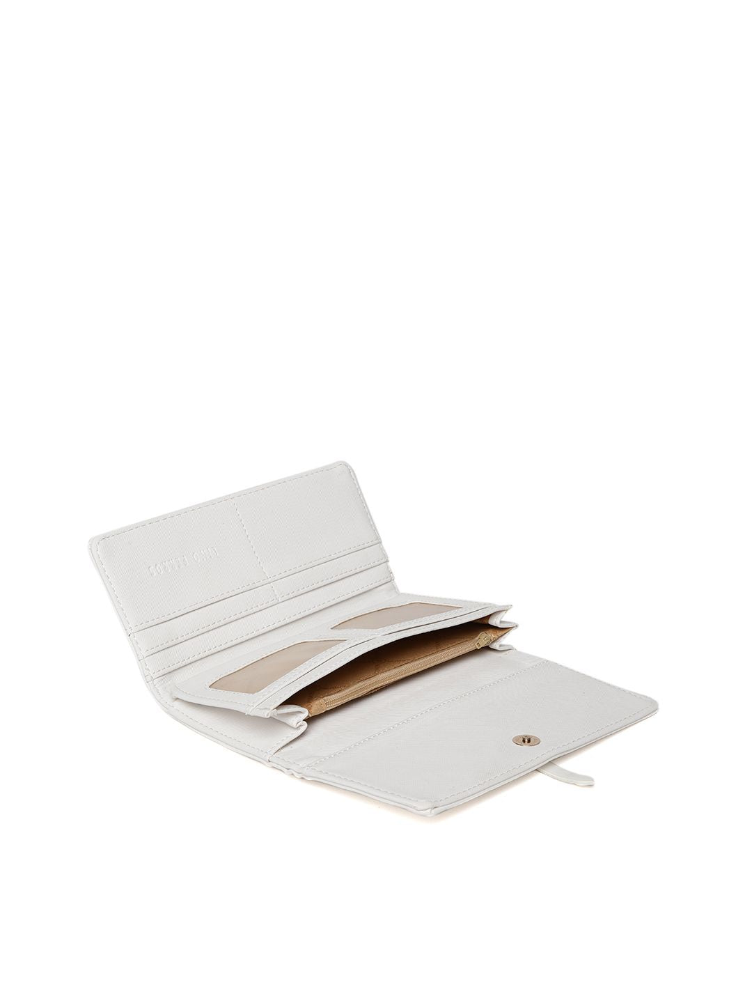 Lino Perros Women White Solid Three Fold Wallet