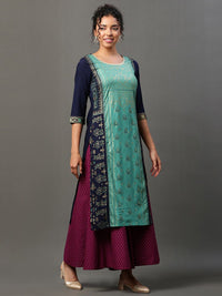 AURELIA Floral Printed Gotta Patti Round Neck Straight Kurta