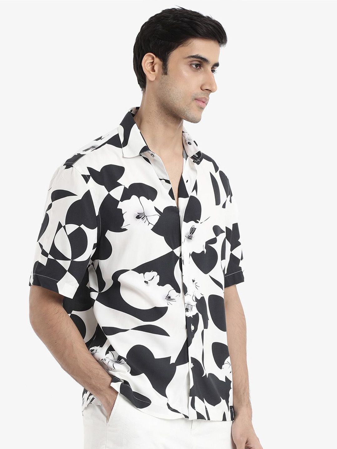 RARE RABBIT Men Talitha Boxy Opaque Printed Shirt