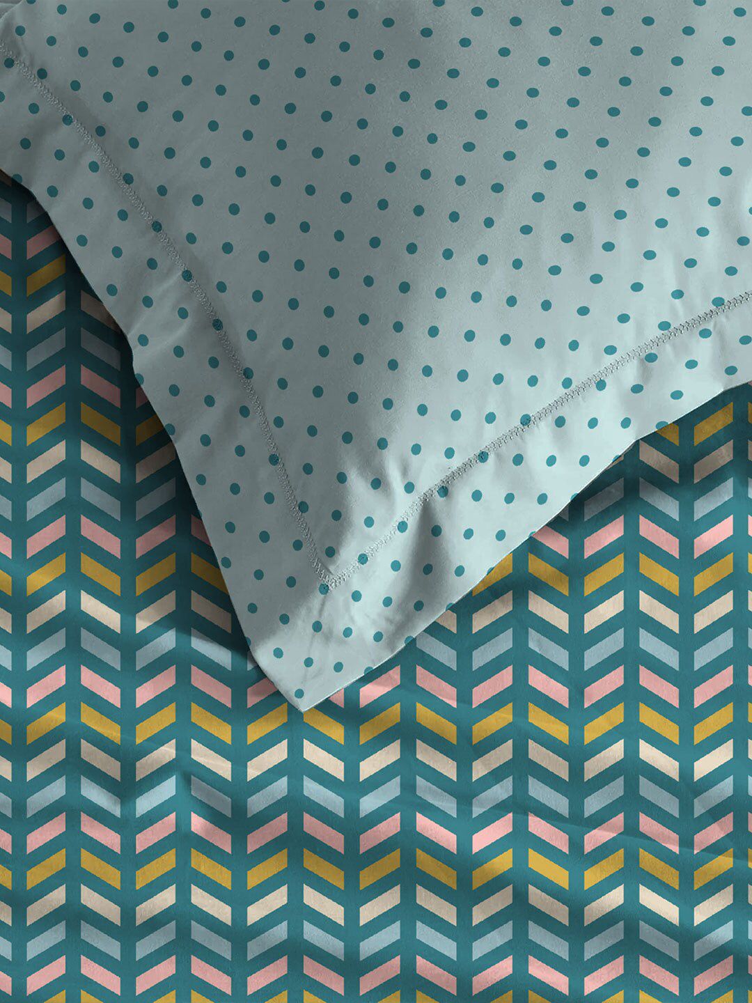 TRIDENT Party Mood Teal Urban Comfort Flat 144TC Queen Cotton Bedsheet Set