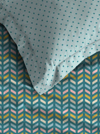 TRIDENT Party Mood Teal Urban Comfort Flat 144TC Queen Cotton Bedsheet Set
