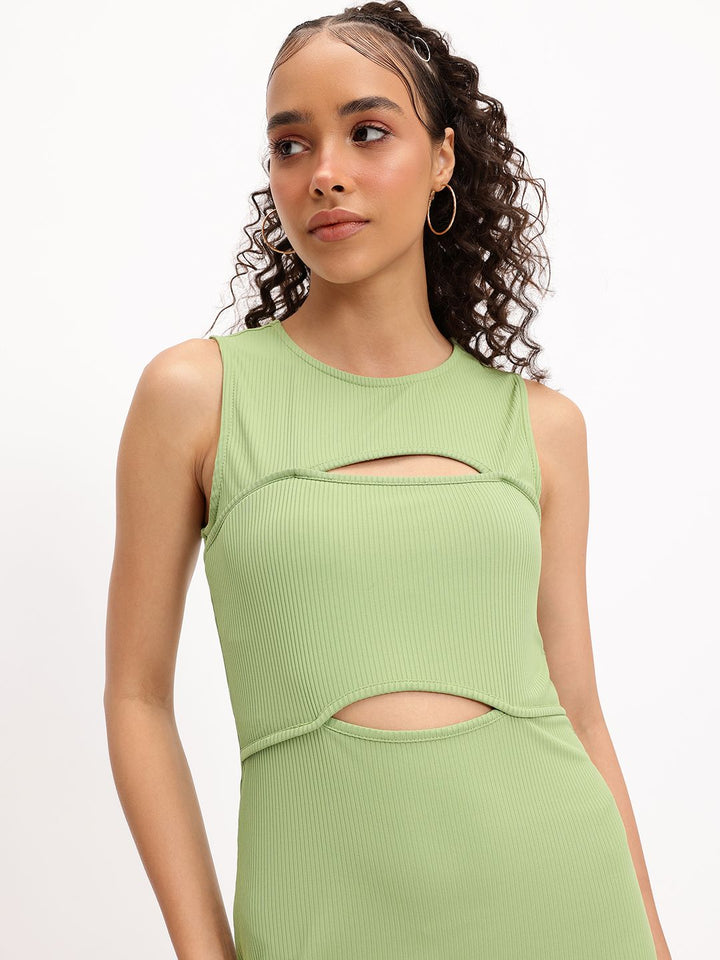 DressBerry Ribbed Ramble Cutesy Cut-out Bodycon Mini Dress