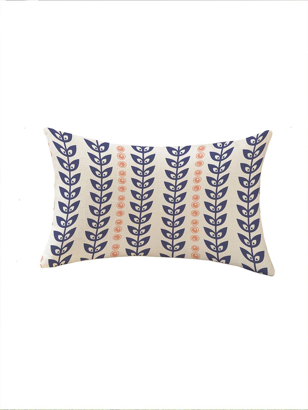 STITCHNEST Blue & White Set of 2 Floral 12" X 18" Rectangle Cushion Covers