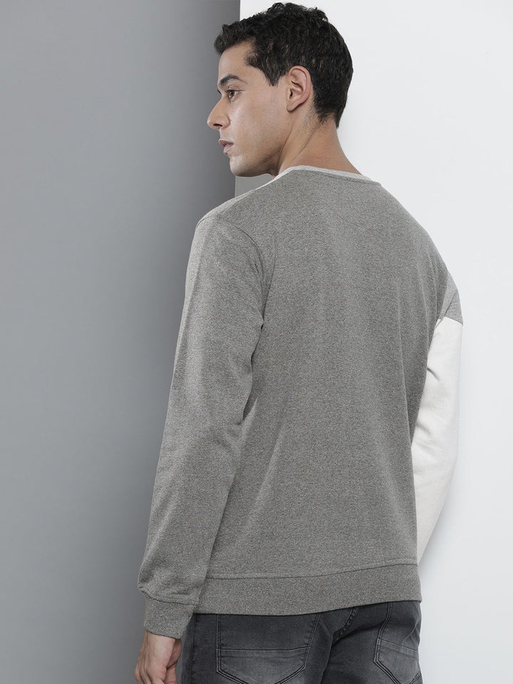 The Indian Garage Co Men Grey Colourblocked Sweatshirt