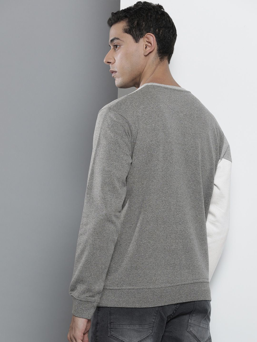 The Indian Garage Co Men Grey Colourblocked Sweatshirt