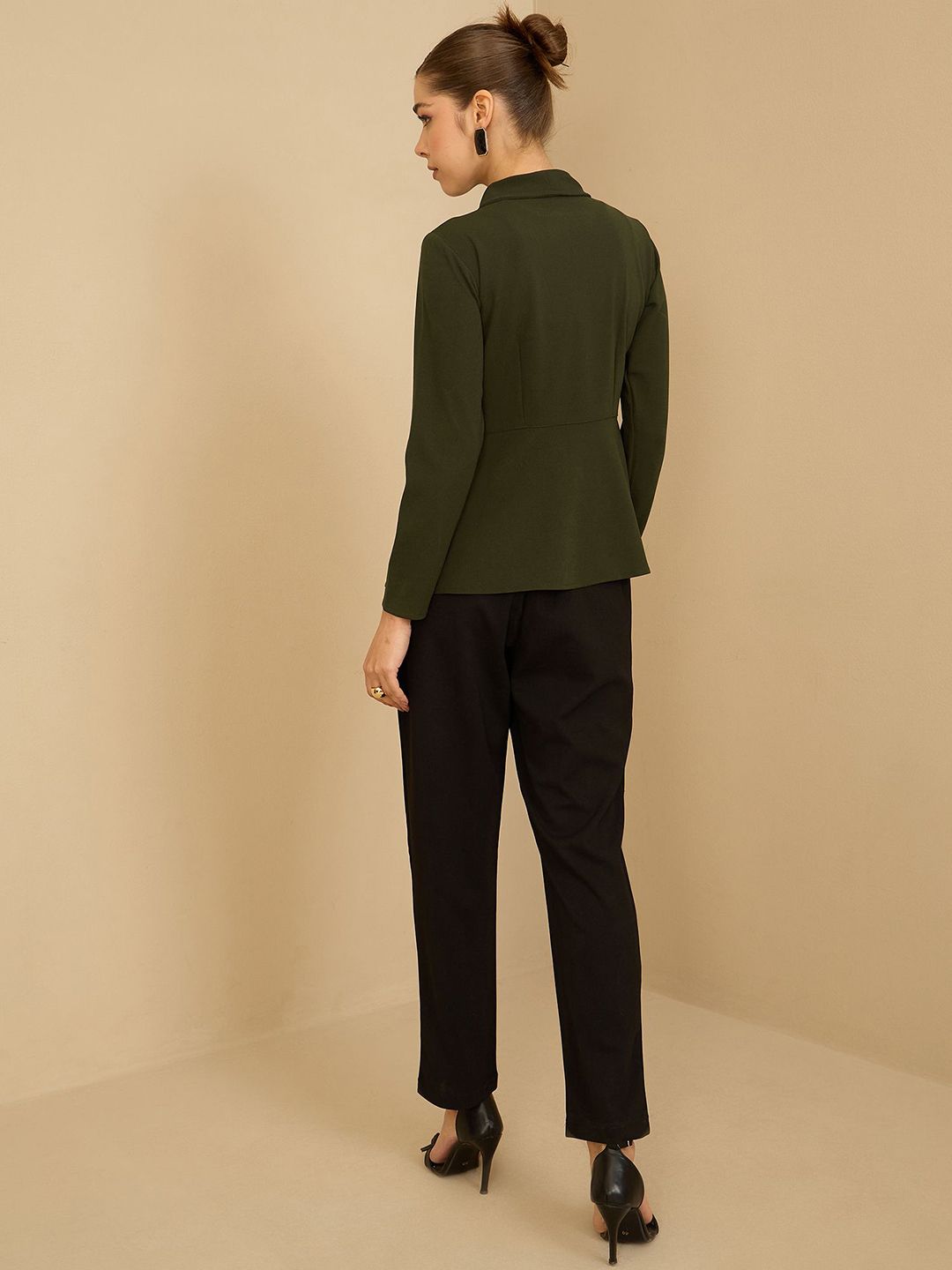 Antheaa Green Shawl Collar Jacket With Trousers
