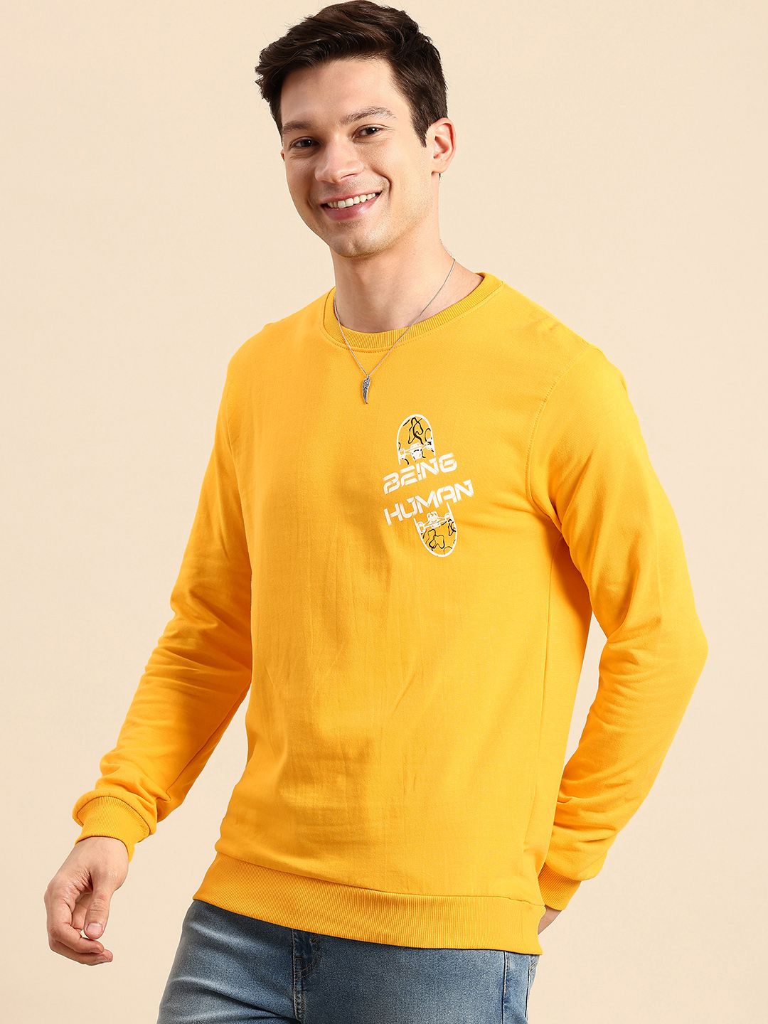 Being Human Brand Logo Printed Pure Cotton Sweatshirt