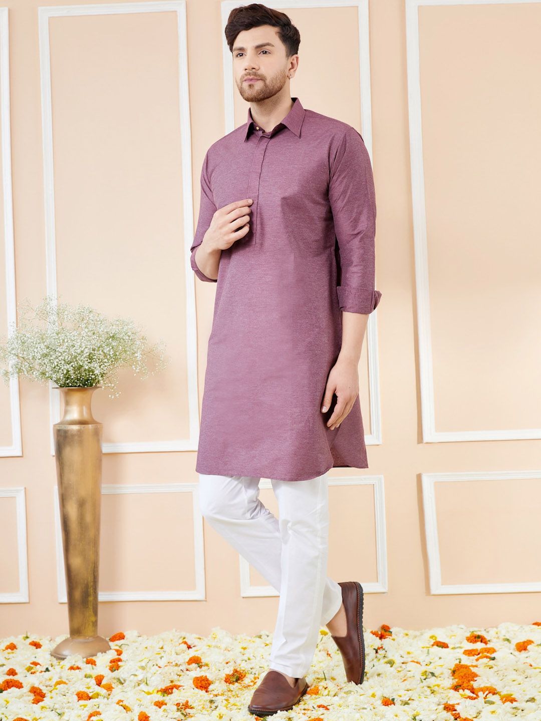 See Designs Shirt Collar Cotton Pathani Kurta