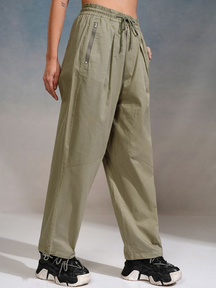 Tokyo Talkies Women Solid Streetwear Barrel Fit Trouser