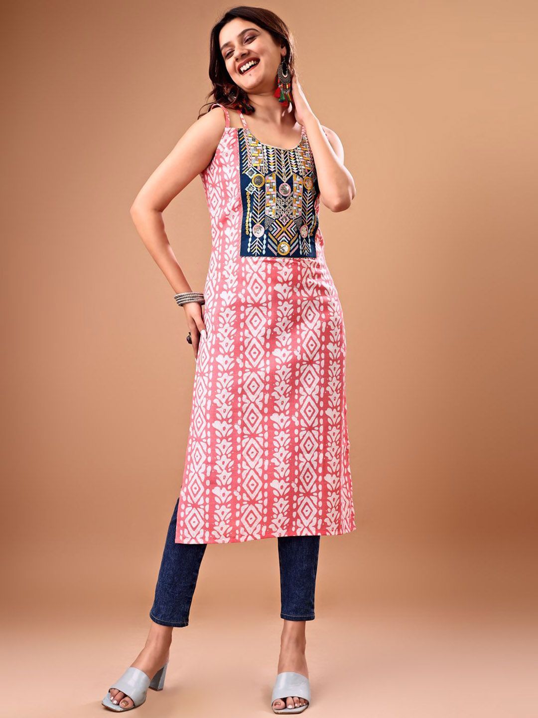 KALINI Women Printed Patchwork Kurta