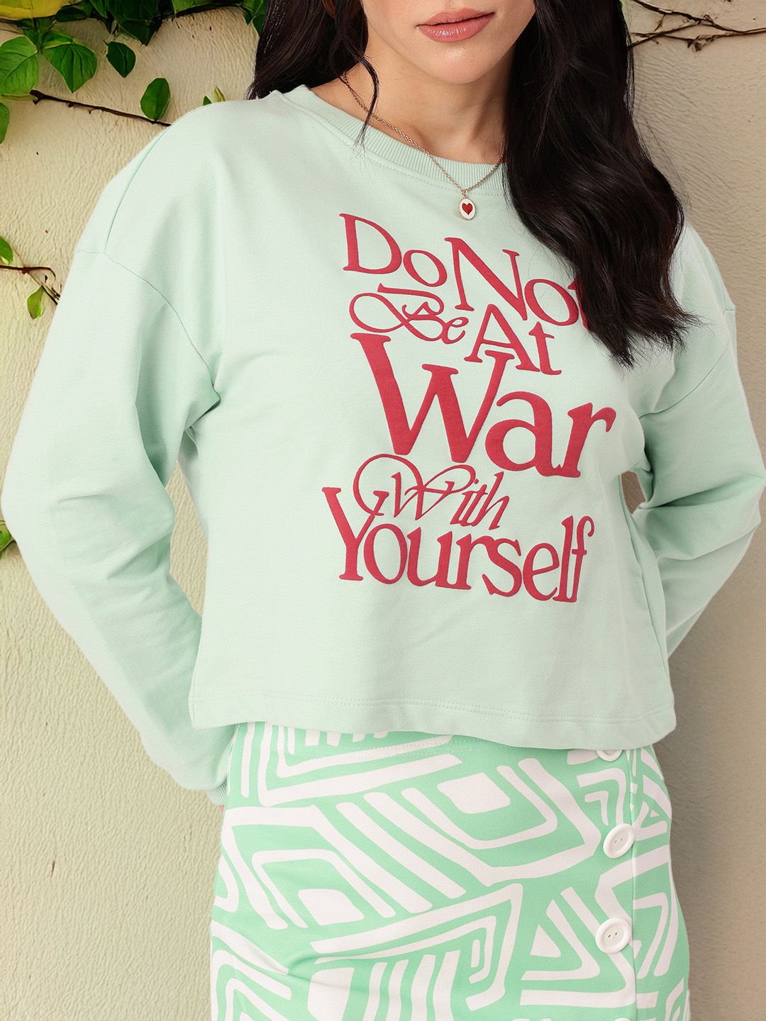 DressBerry Printed Cotton Terry Relaxed Fit Sweatshirts