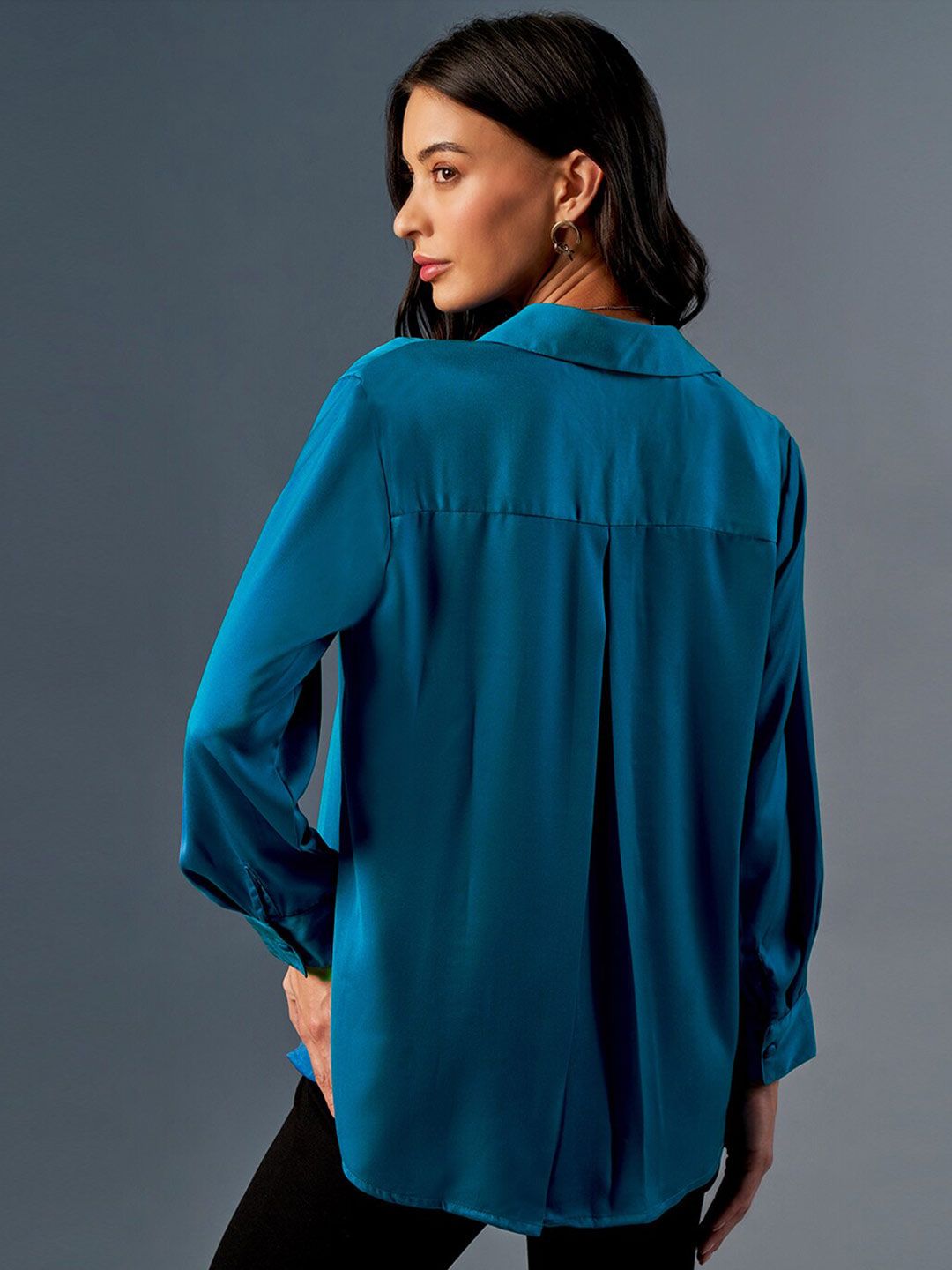 AND Cuffed Sleeves Shirt Style Top