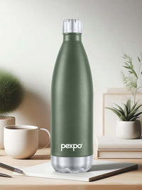 Pexpo ELECTRO ISI Certified Thermosteel 1L 24 Hrs Hot & Cold Green Water Bottle 1000ml