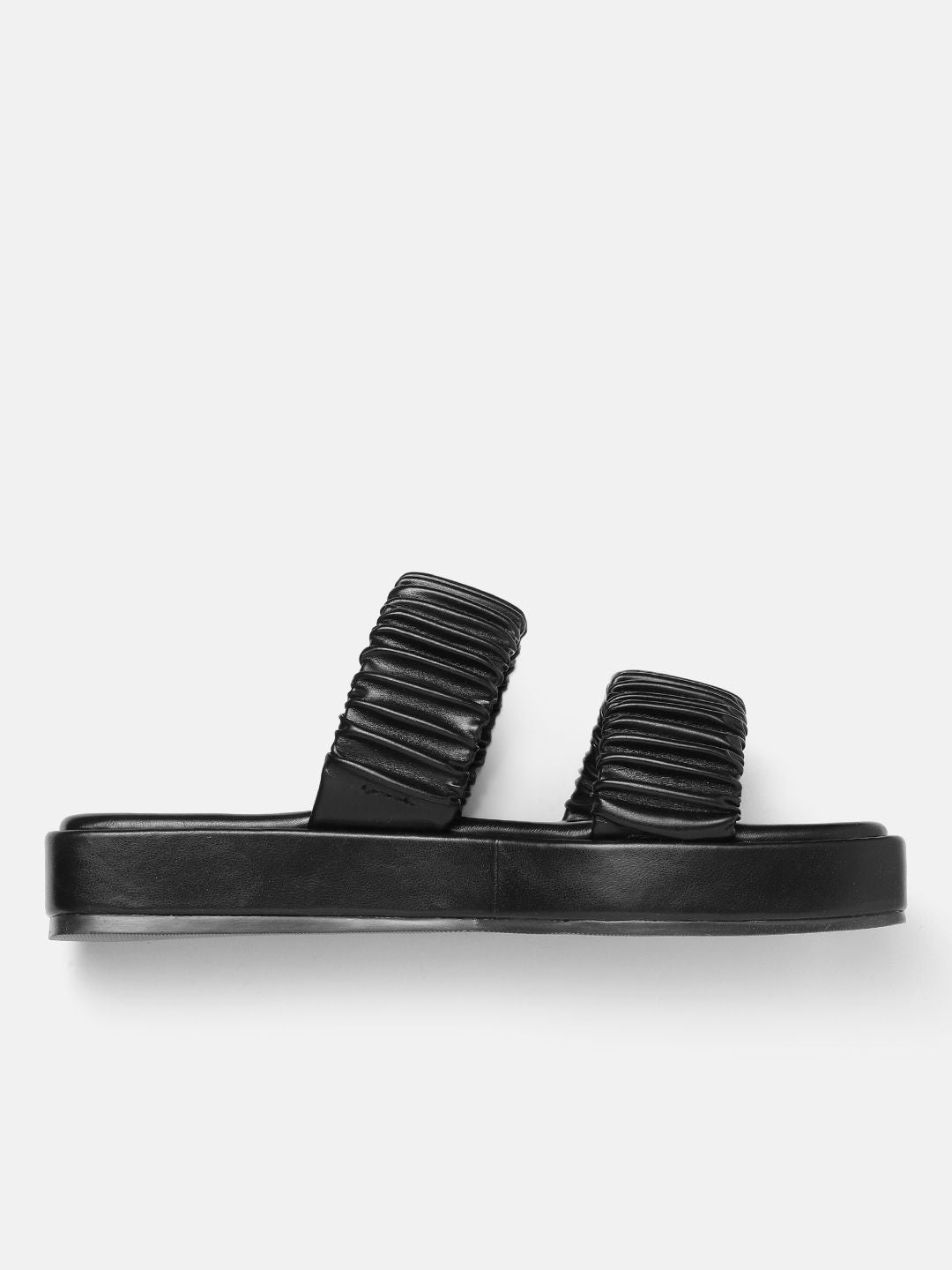 DressBerry Women Pleated Detail Open Toe Flats