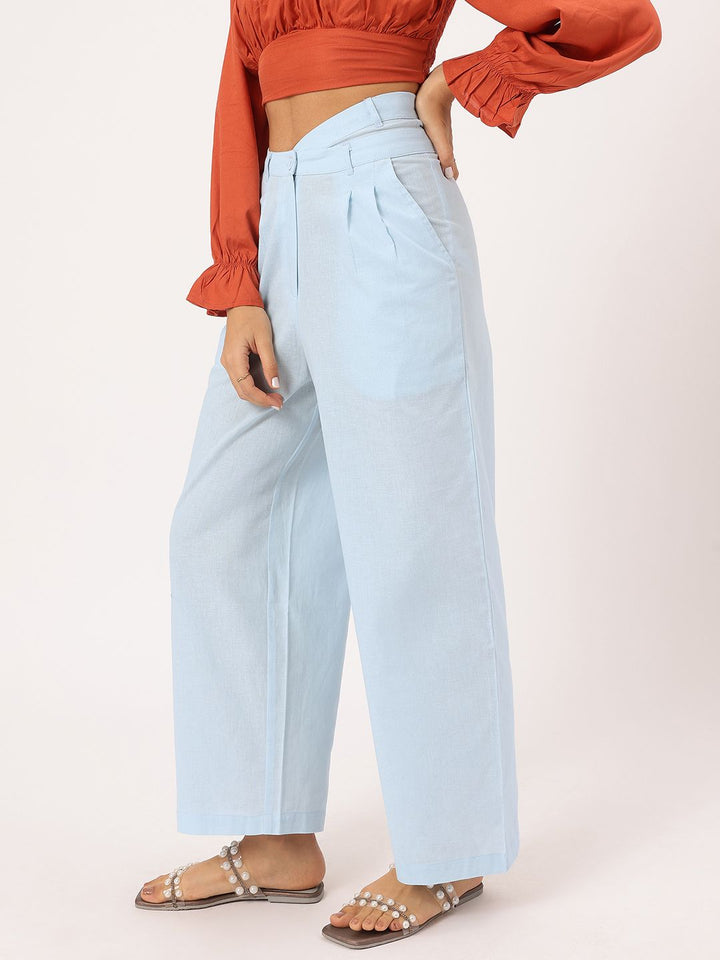 DressBerry Women Asymmetric Waist Pleated Formal Trousers