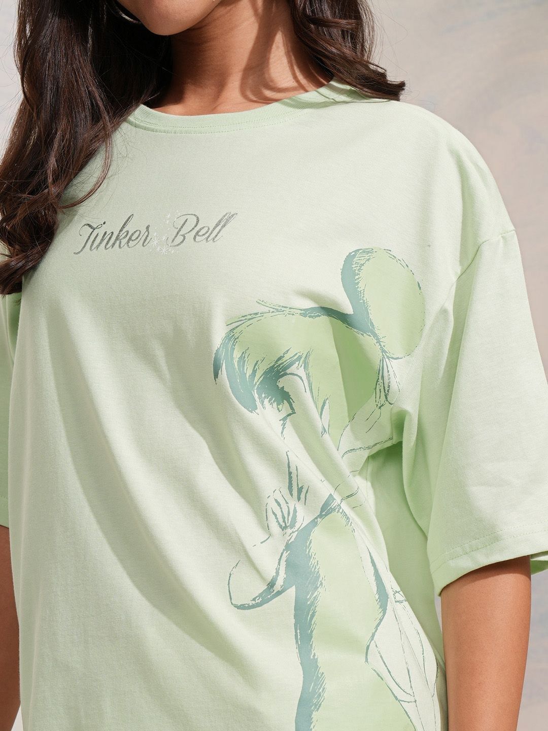 Tokyo Talkies Tinkerbell Women Graphic Printed Overized Tshirt