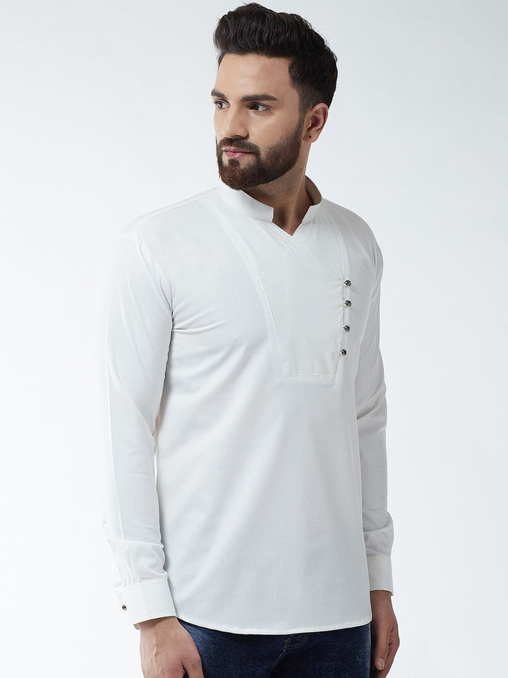 SOJANYA Lelaki Off-White Solid Kurta Lurus