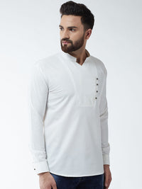 SOJANYA Men Off-White Solid Straight Kurta