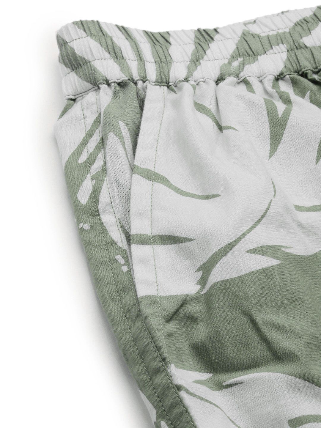 SANSKRUTIHOMES Women Green & White Pure Cotton Printed Shorts Set