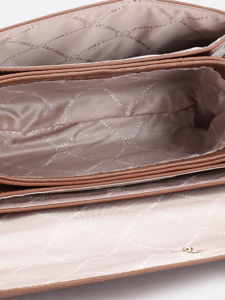 Lino Perros Croc Textured Structured Shoulder Bag
