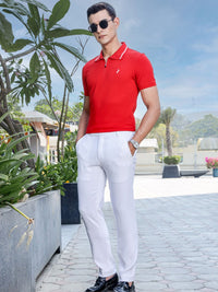 Thomas Scott Men Solid Polo Collar Cotton Slim Fit T-shirt