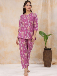SANSKRUTIHOMES Floral Printed Pure Cotton Night Suit