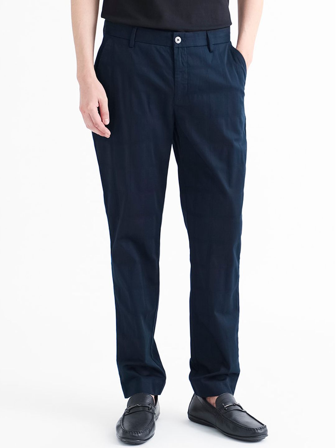 RARE RABBIT Men Quince Mid Rise Cotton Slim Fit Trouser