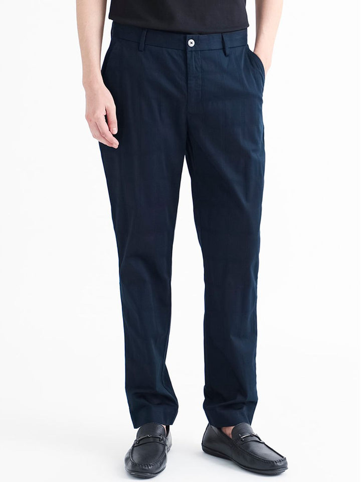 RARE RABBIT Men Quince Mid Rise Cotton Slim Fit Trouser
