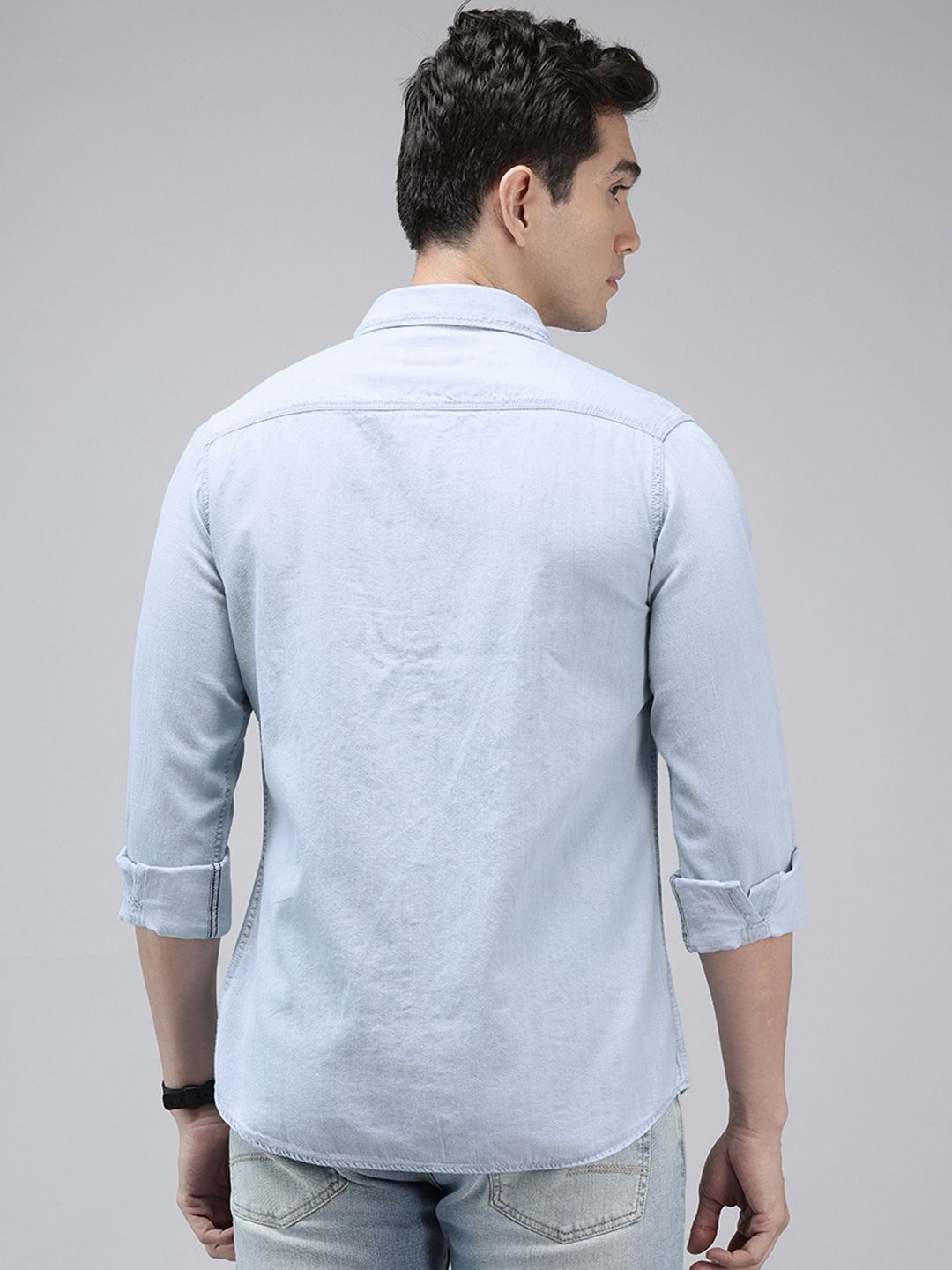 SPYKAR Slim Fit Opaque Chambray Pure Cotton Casual Shirt