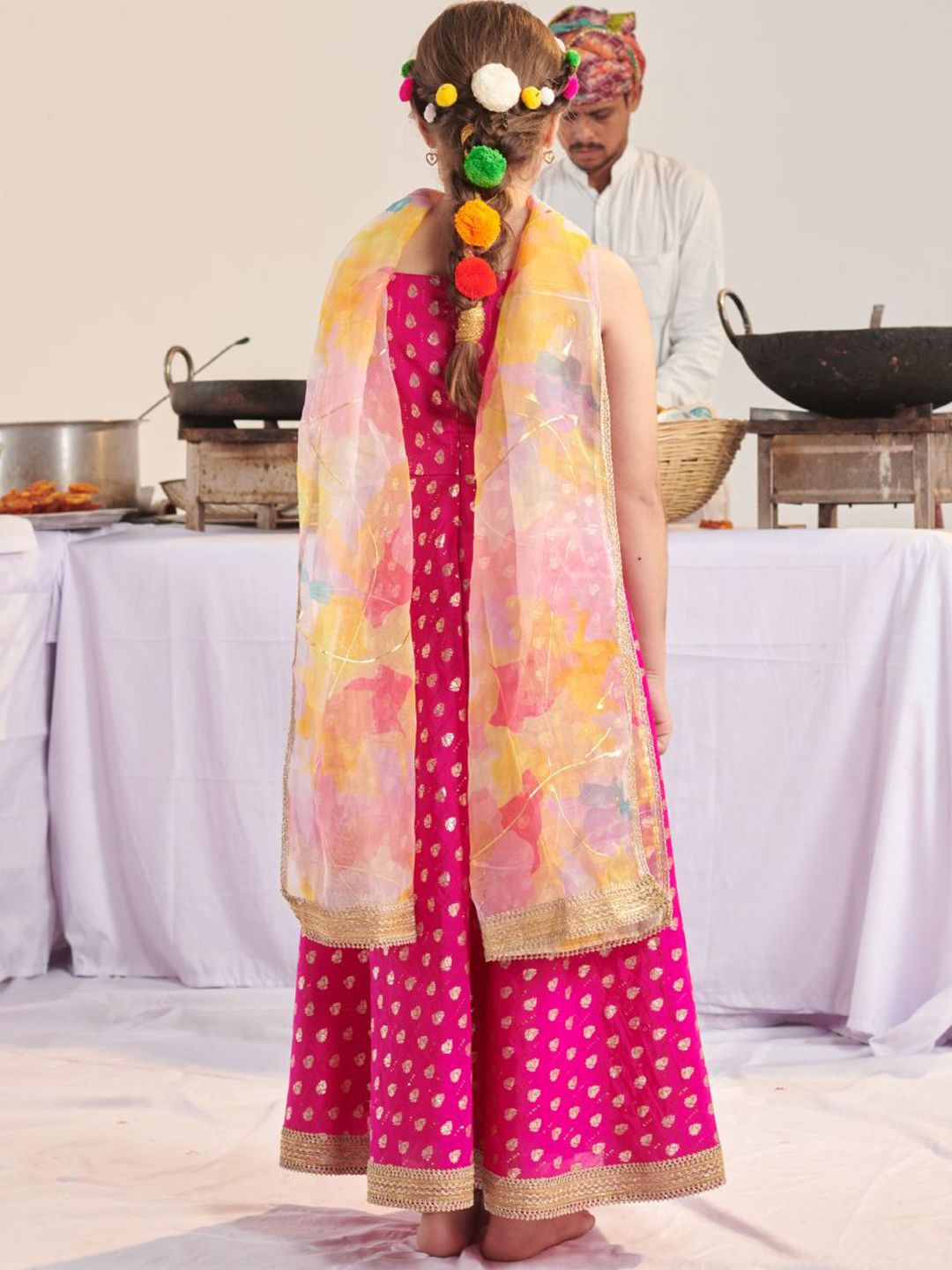 pspeaches Girls Ethnic Motifs Regular Kurta with Trousers & Dupatta
