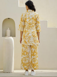 Mamicha Women Printed Shirt Collar Cotton Tunik and Trousers Co-Ords