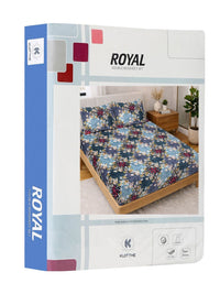 KLOTTHE Blue & White Printed 300 TC Double Bedsheet With 2 Pillow Covers- 2.5 m x 2.25 m