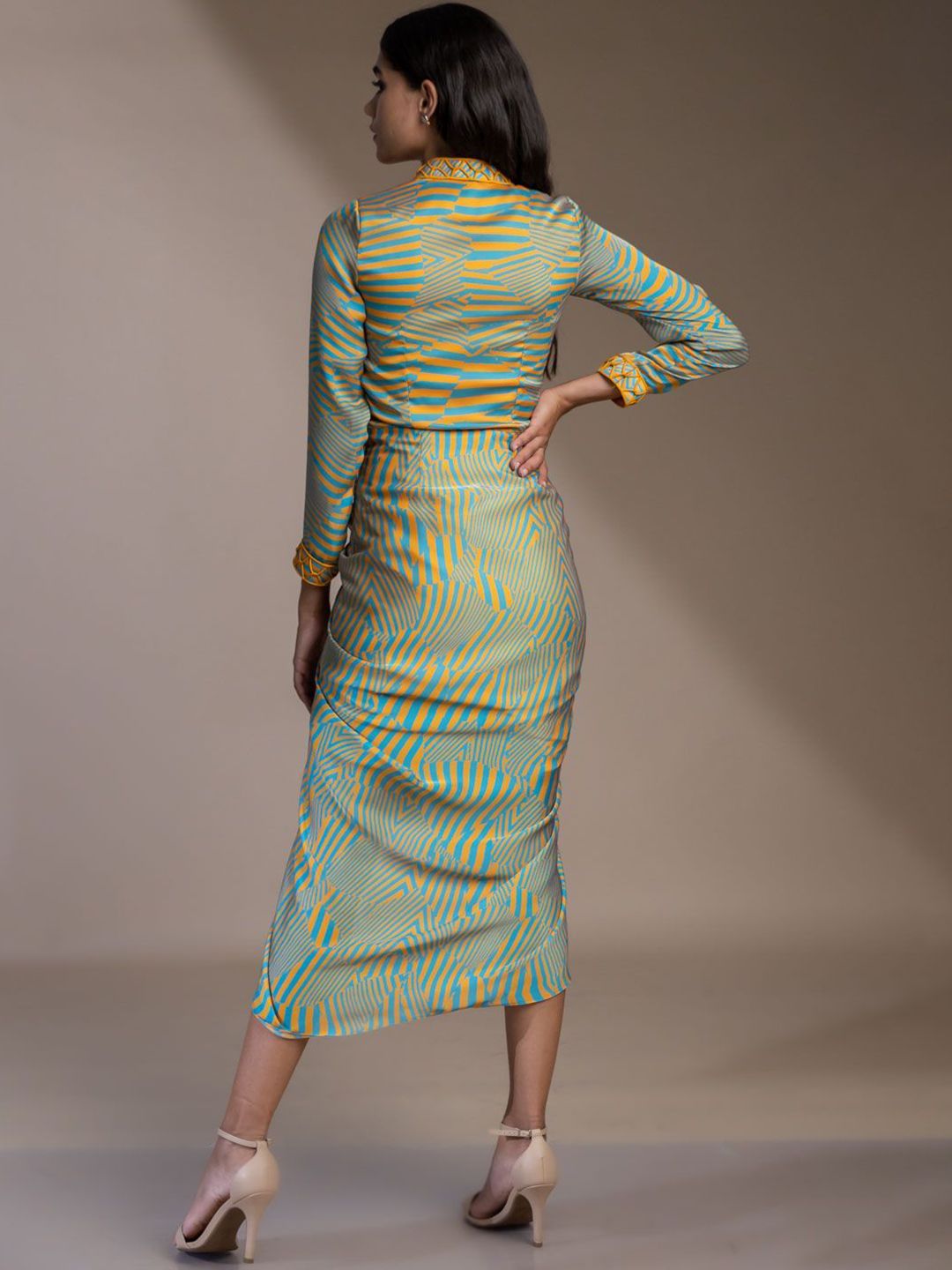 Mamicha Abstract Printed Satin Sheath Dress