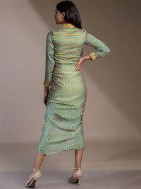 Mamicha Abstract Printed Satin Sheath Dress