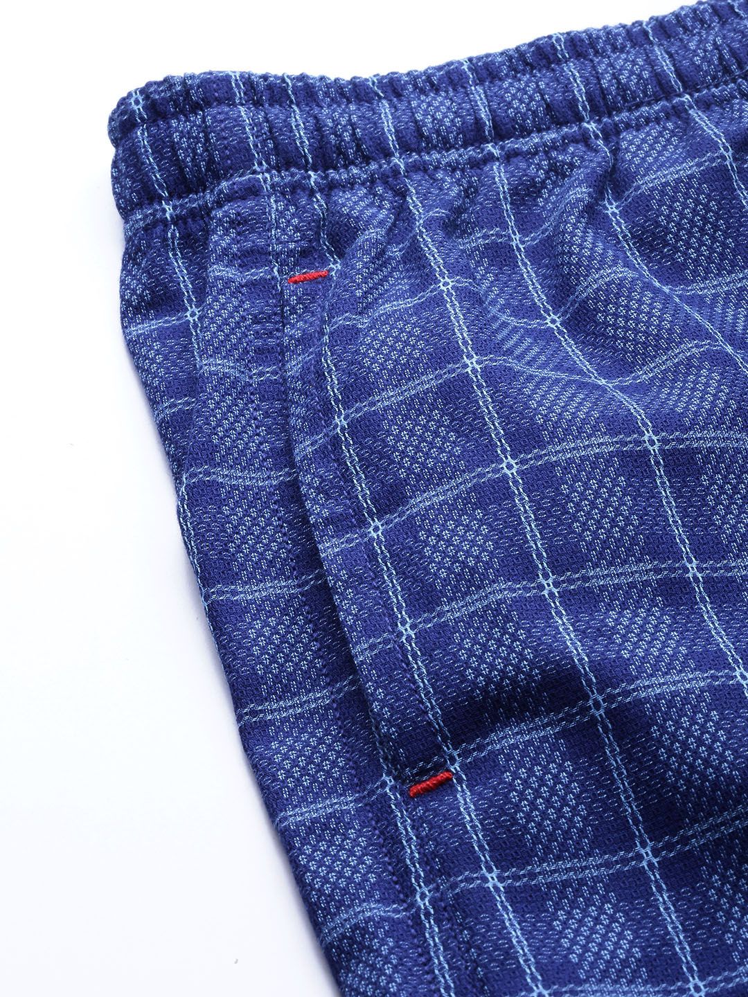 The Indian Garage Co Men Blue & White Checked Lounge Shorts