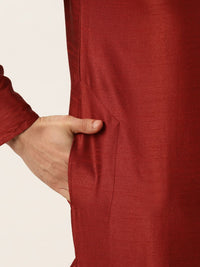 SOJANYA Men Maroon & Beige Kurta with Churidar