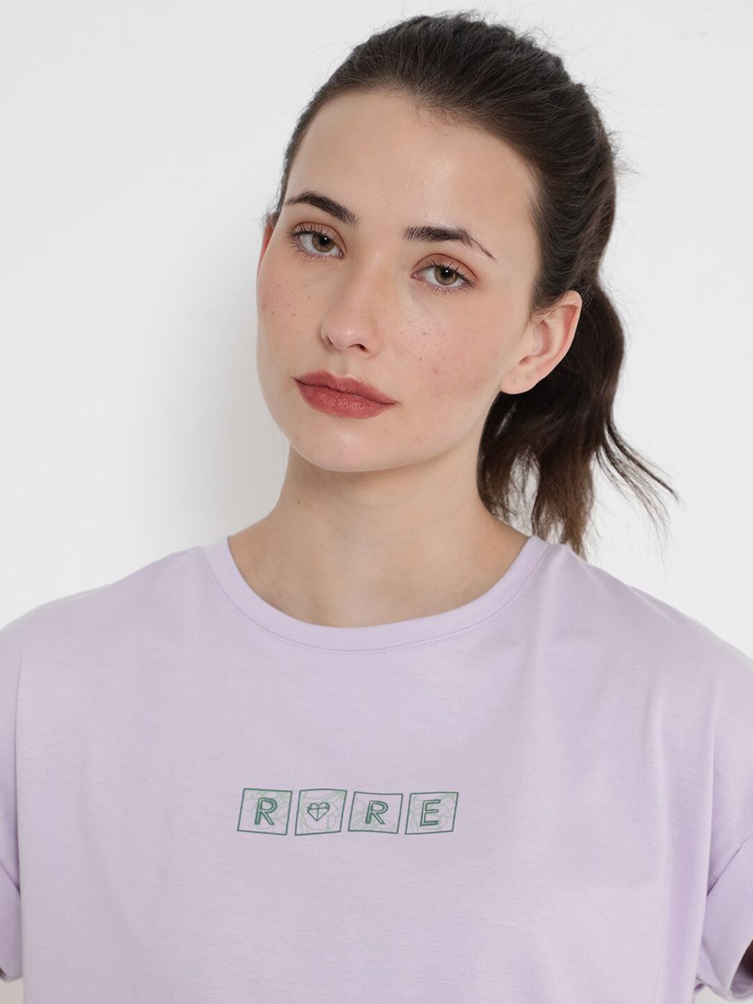 RAREISM Alexy Typography Printed Extended Sleeves Round Neck T-shirt