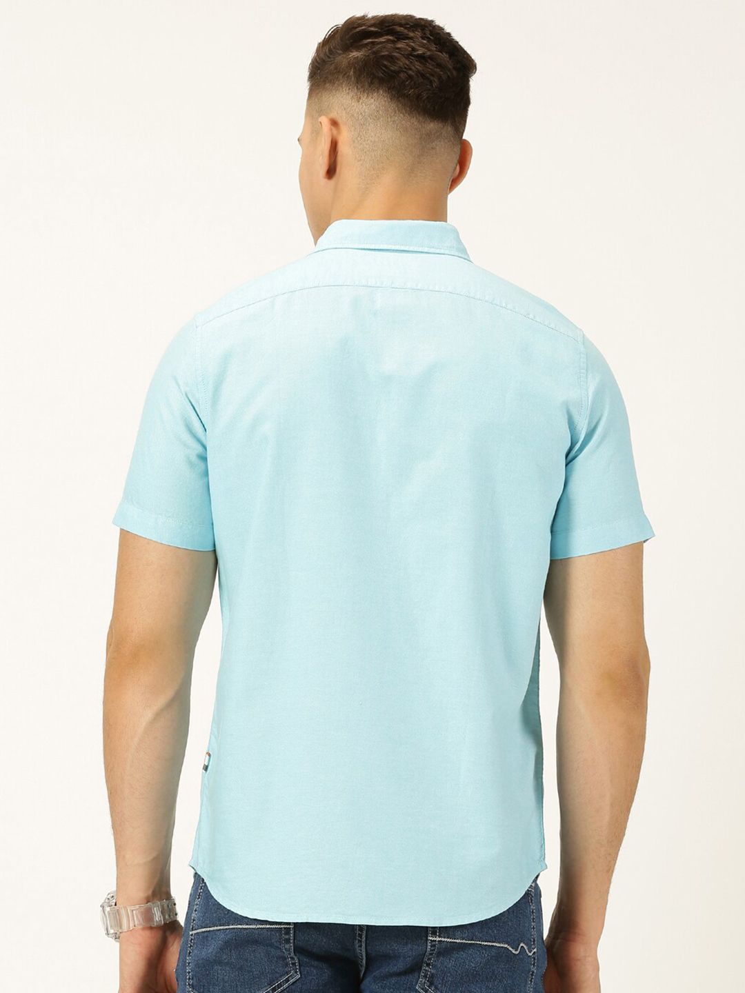 Thomas Scott Men Classic Slim Fit Short Sleeves Pure Cotton Casual Shirt