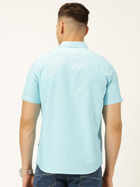 Thomas Scott Men Classic Slim Fit Short Sleeves Pure Cotton Casual Shirt