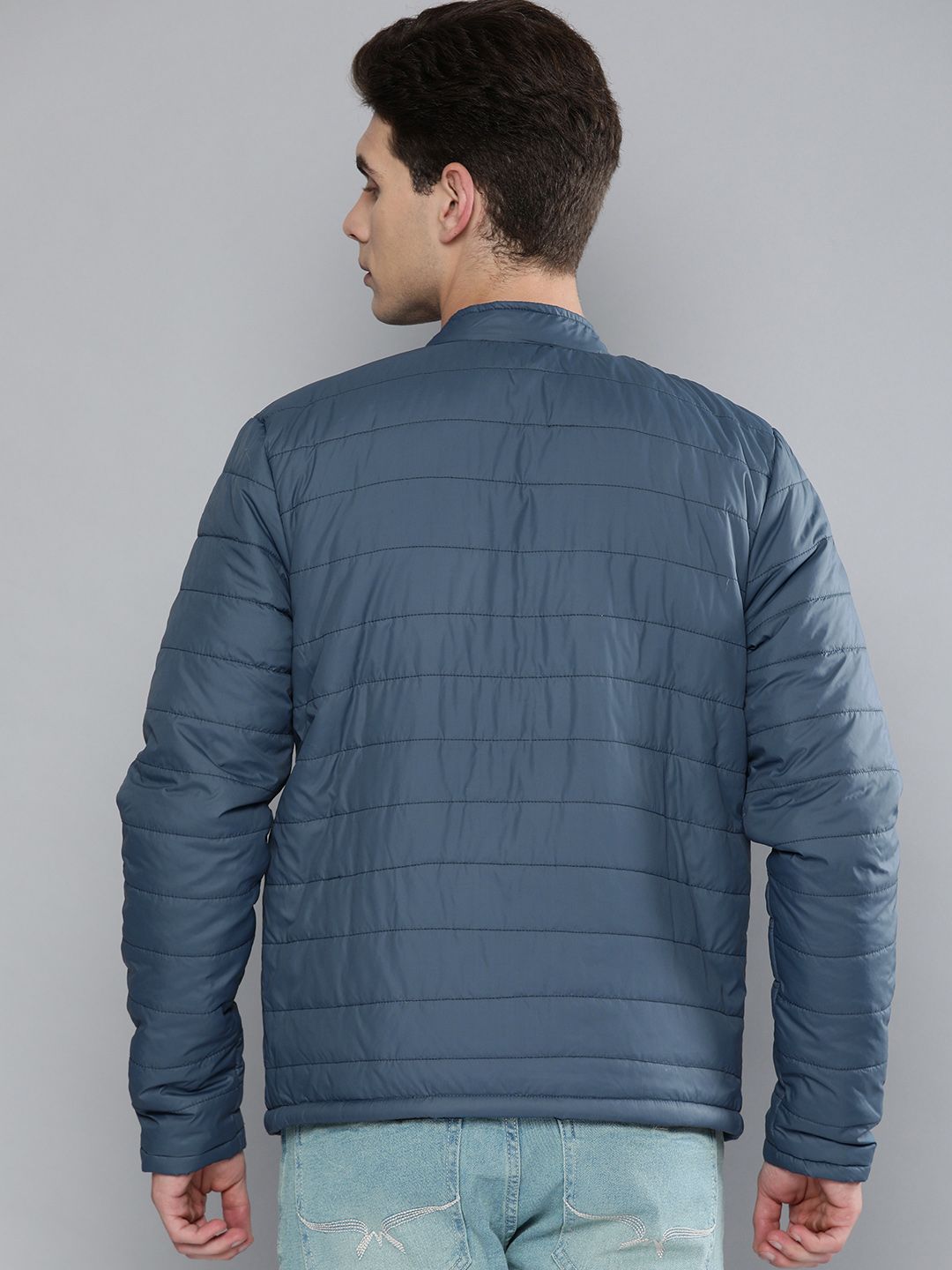 The Indian Garage Co Men Zip-Front Puffer Jacket with Zipper Pockets