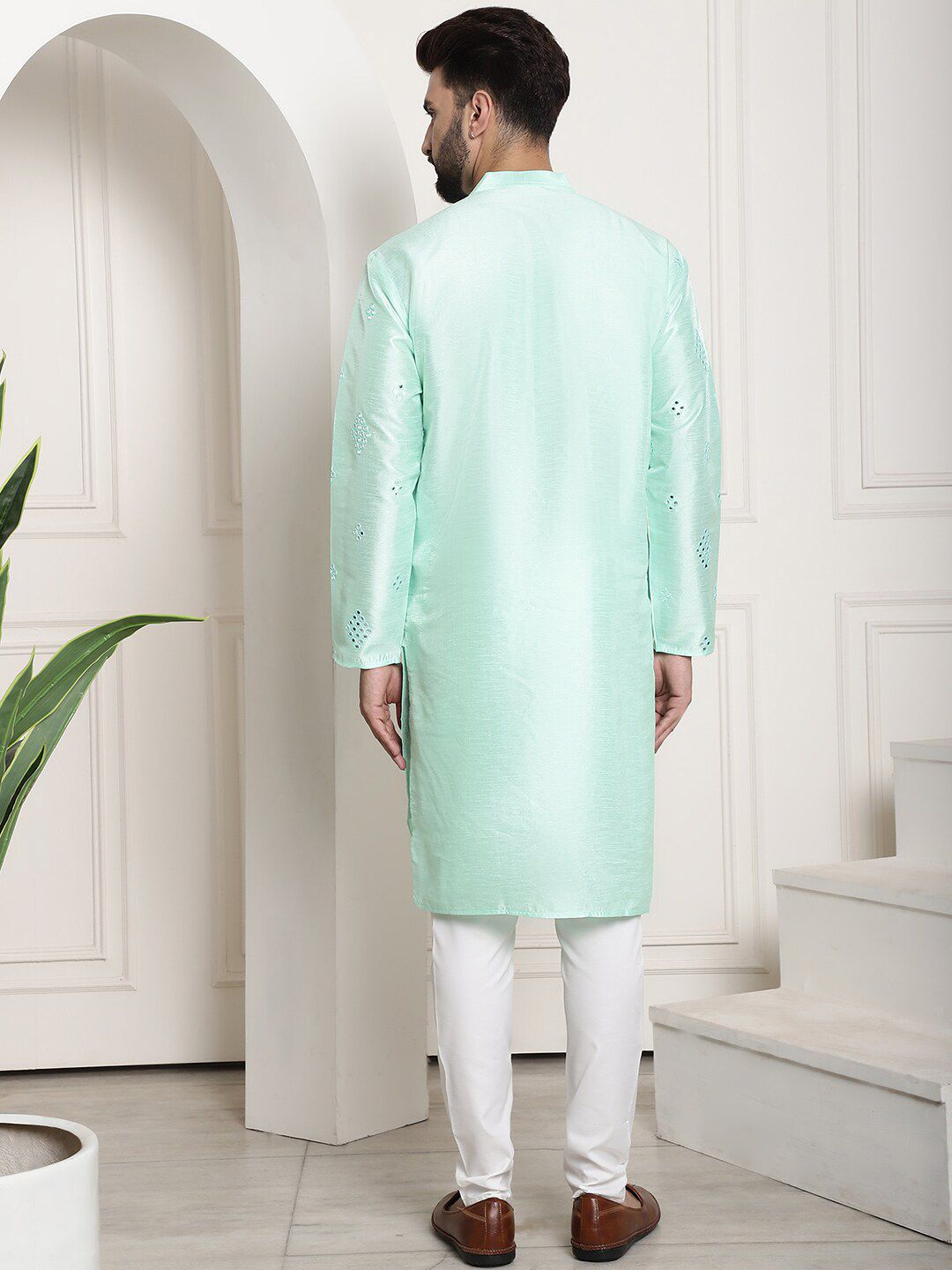 SOJANYA Embroidered Regular Mirror Work Kurta with Churidar
