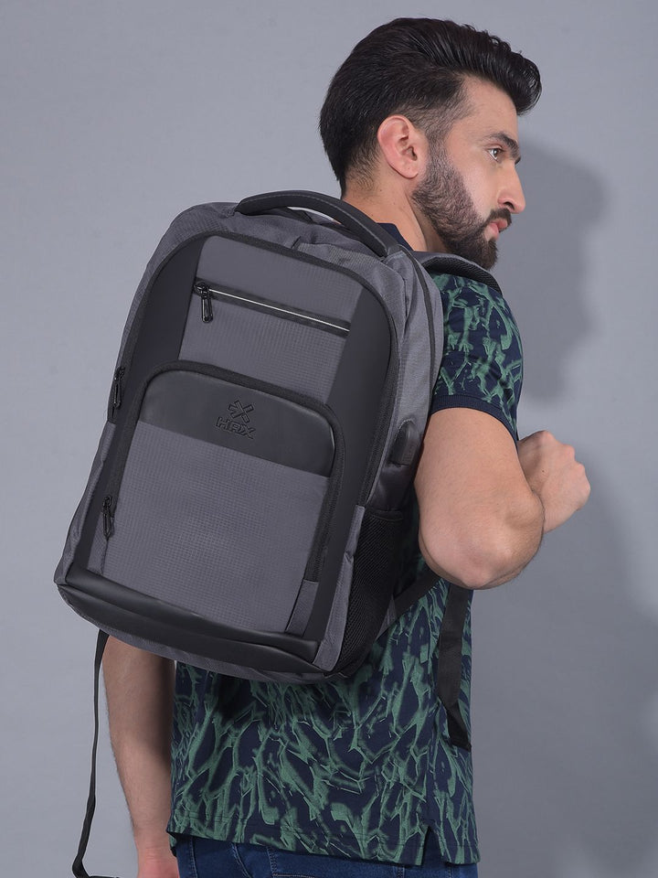 HRX by Hrithik Roshan Unisex Grey Backpack with Rain Cover & Reflective Strip