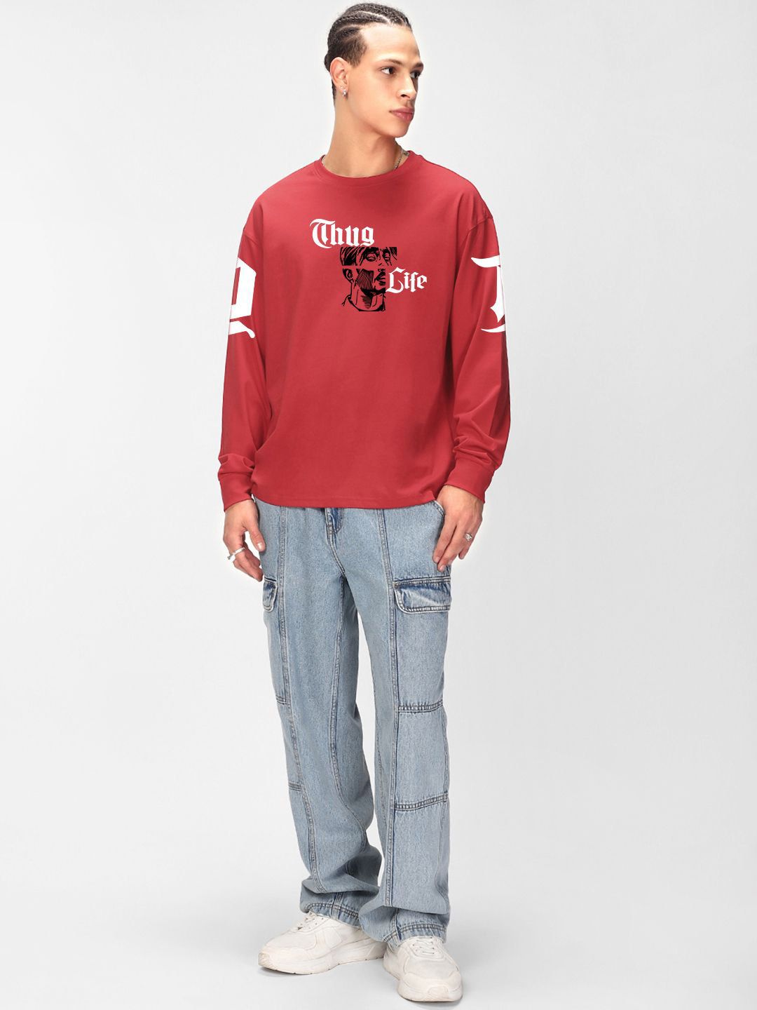 Bewakoof Pure Cotton Typography Printed Round Neck Oversized T-shirt
