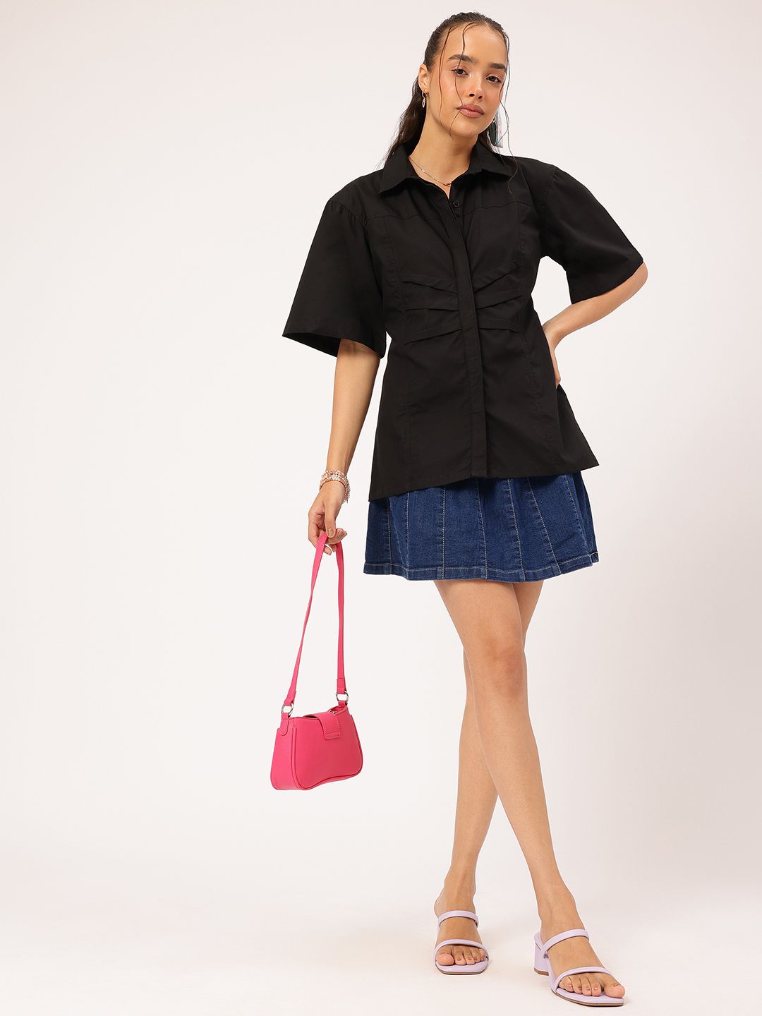 DressBerry Elegant Affair Pleated Semi-Elasticated Back Longline Shirt